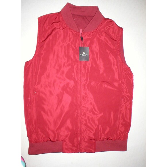 New NWT Mens $310 Bugatchi Uomo Reversible Vest Merlot Dark Red M H2O Resistant - Picture 5 of 7